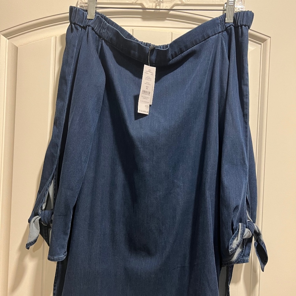 Chambray denim blouse - off the shoulder